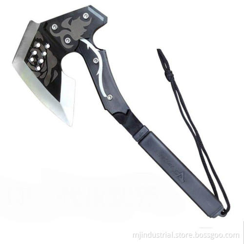 Professional survival and camping chopper with leather sheath